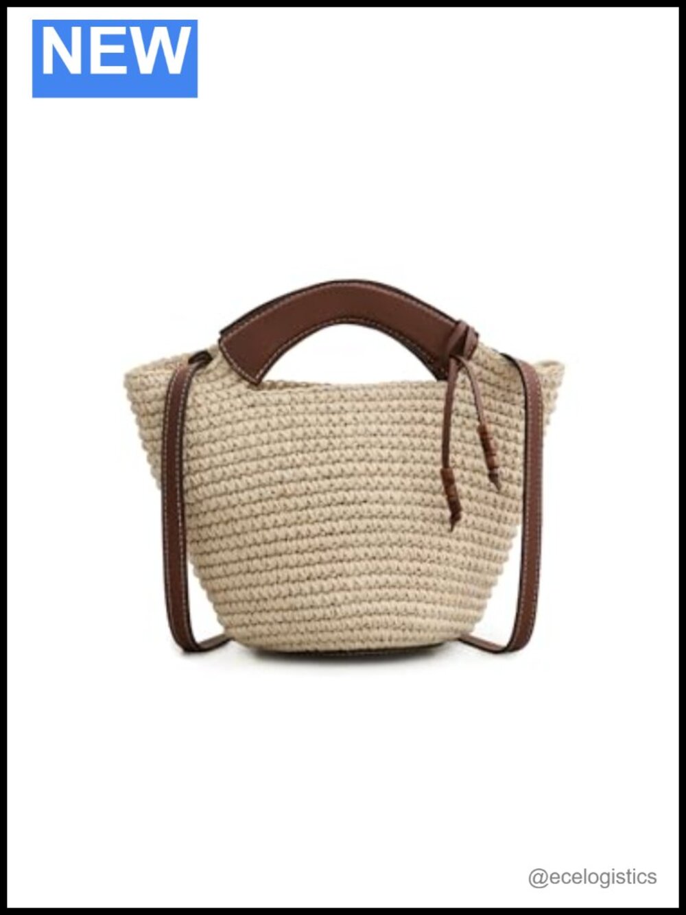 Woven Straw Shopper Tote with Optional Strap